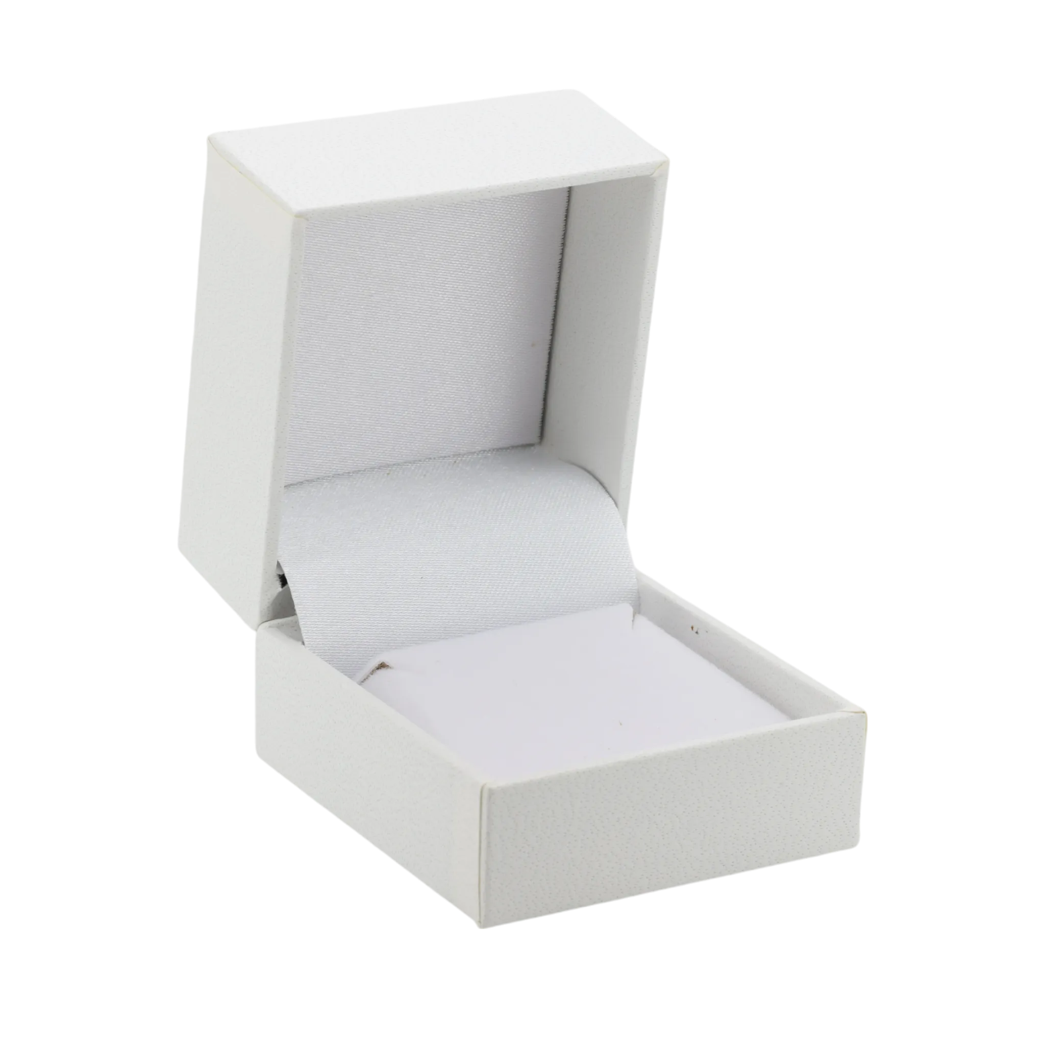 🆕📦 Leatherette Box for Earring / Pendant. Inner Satin Lid & Flock Base (White Outer, White Inner)