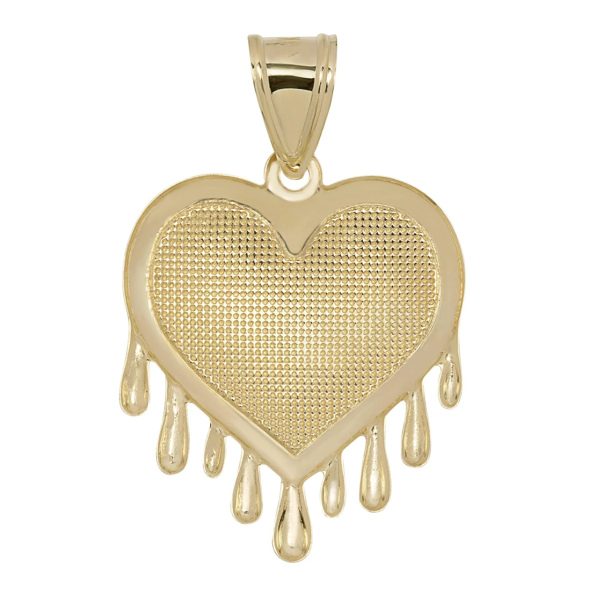 1 3/8" Diamond-Cut Heart with Drops Pendant Charm 10K Yellow Gold