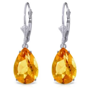 10 Carat 14K Solid White Gold Leverback Natural Citrine Earrings