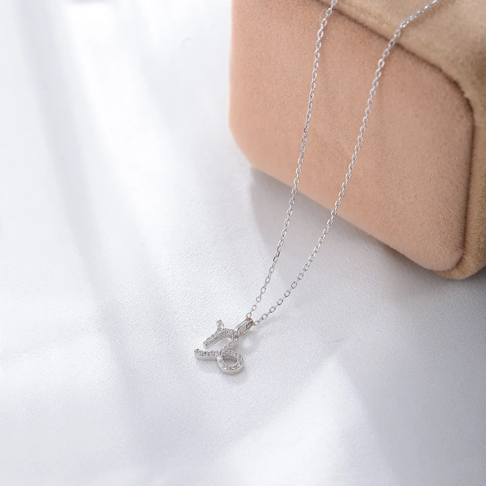 12 Constellations with Zircon Pendant Silver Necklace for Women