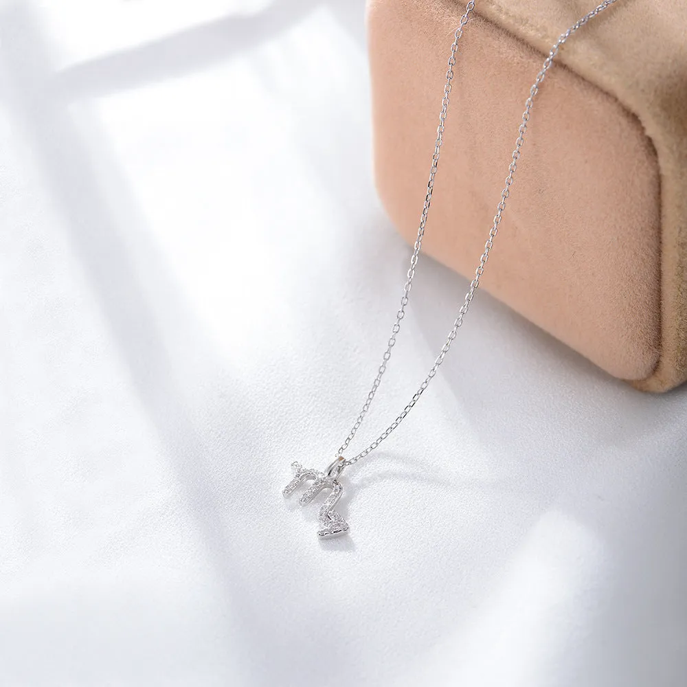 12 Constellations with Zircon Pendant Silver Necklace for Women