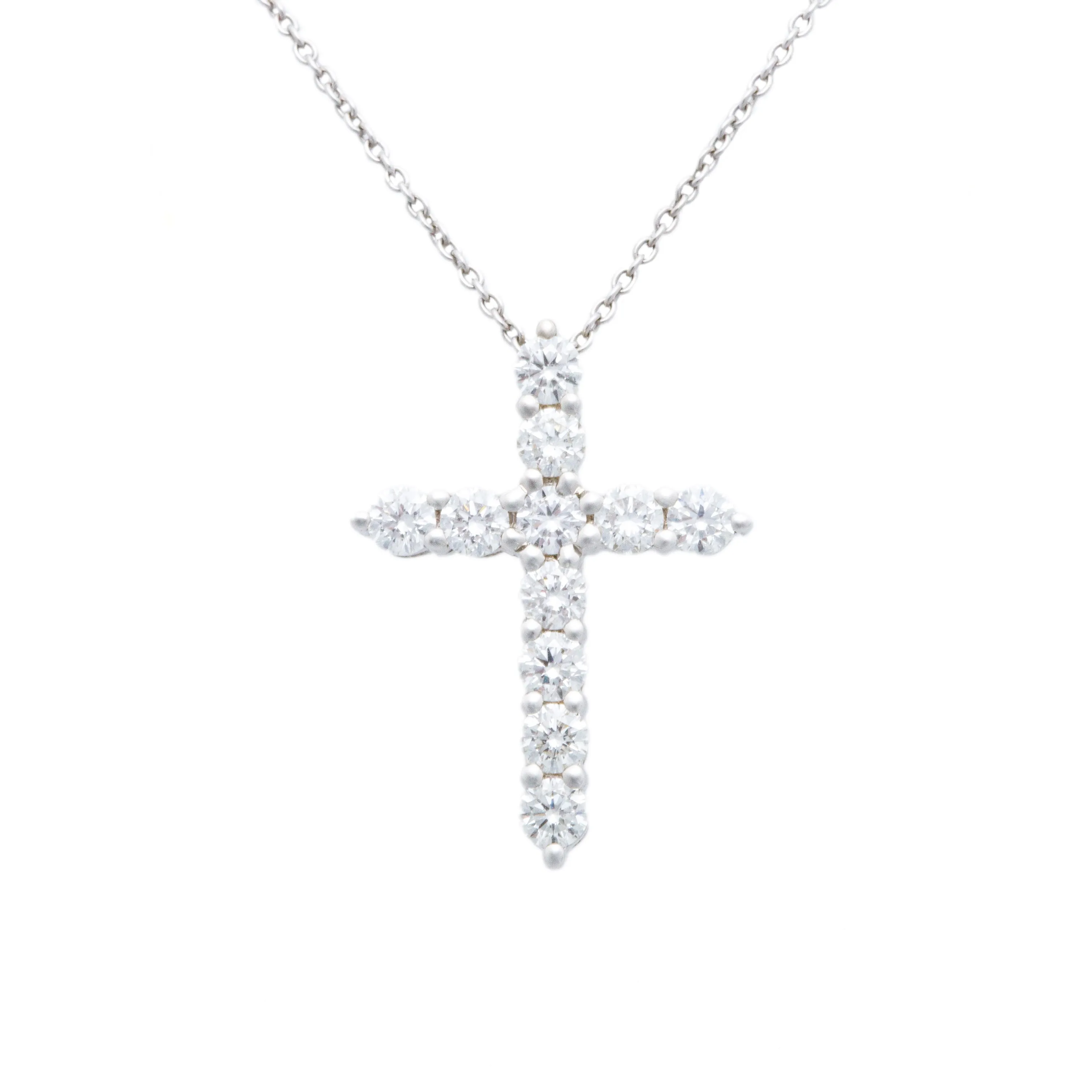 1.20ct 14k White Gold Diamond Cross & Chain