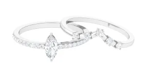 1.25 CT Marquise and Round Cut Zircon Solitaire Bridal Ring Set