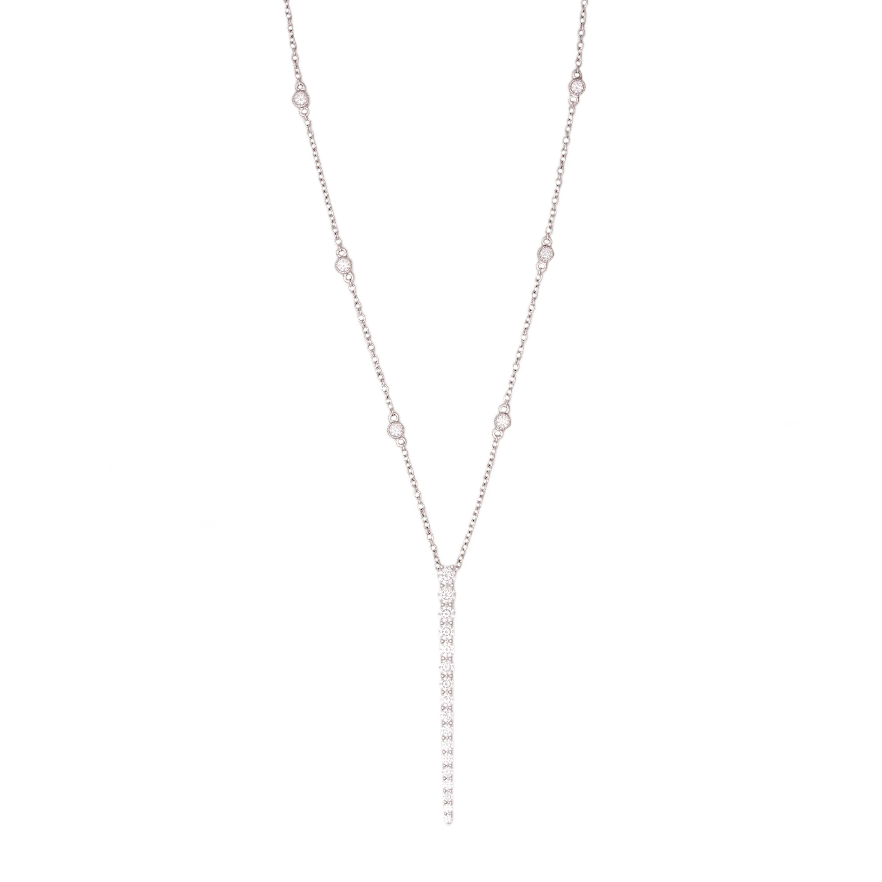 1.35ct 18k White Gold Diamond Stick Pendant