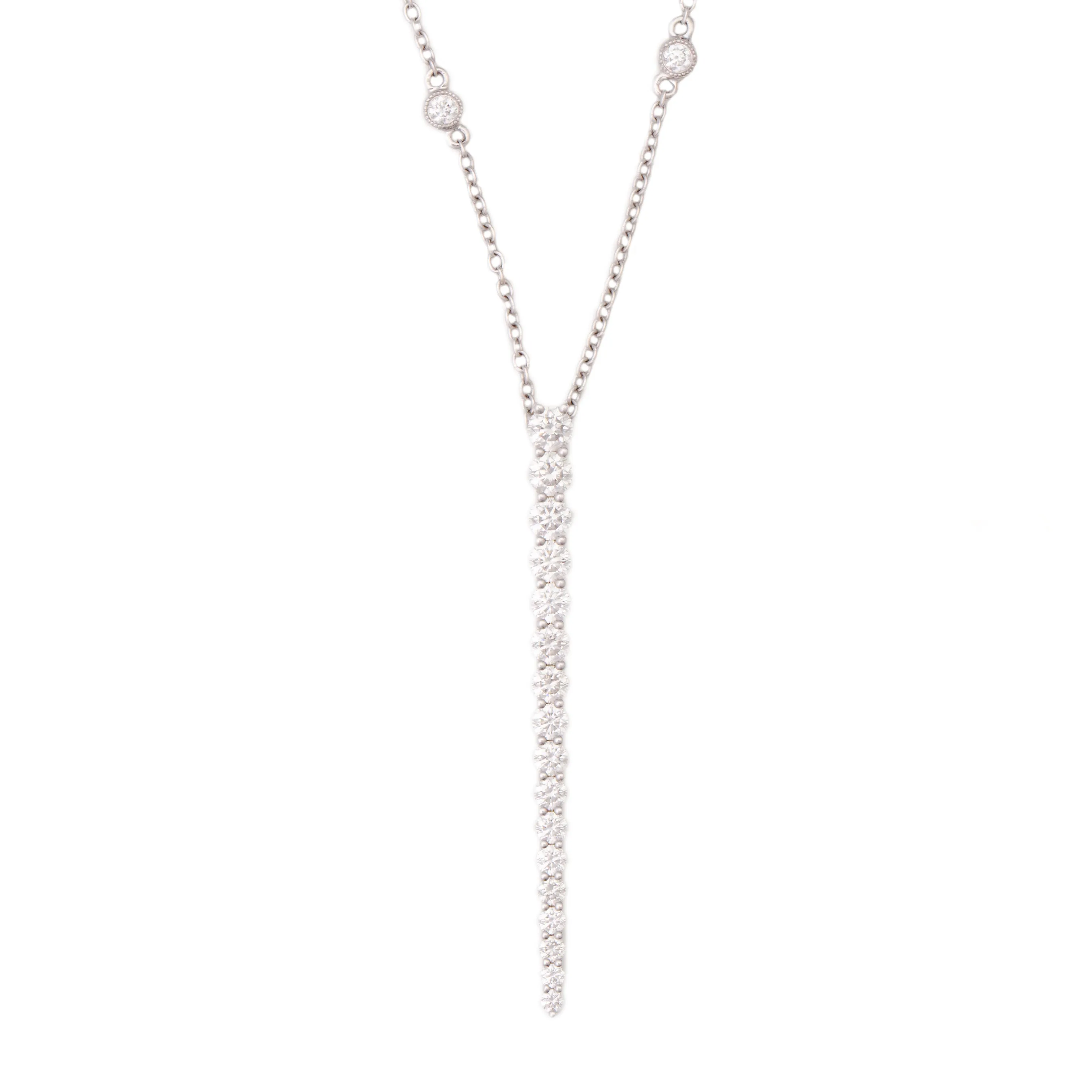 1.35ct 18k White Gold Diamond Stick Pendant