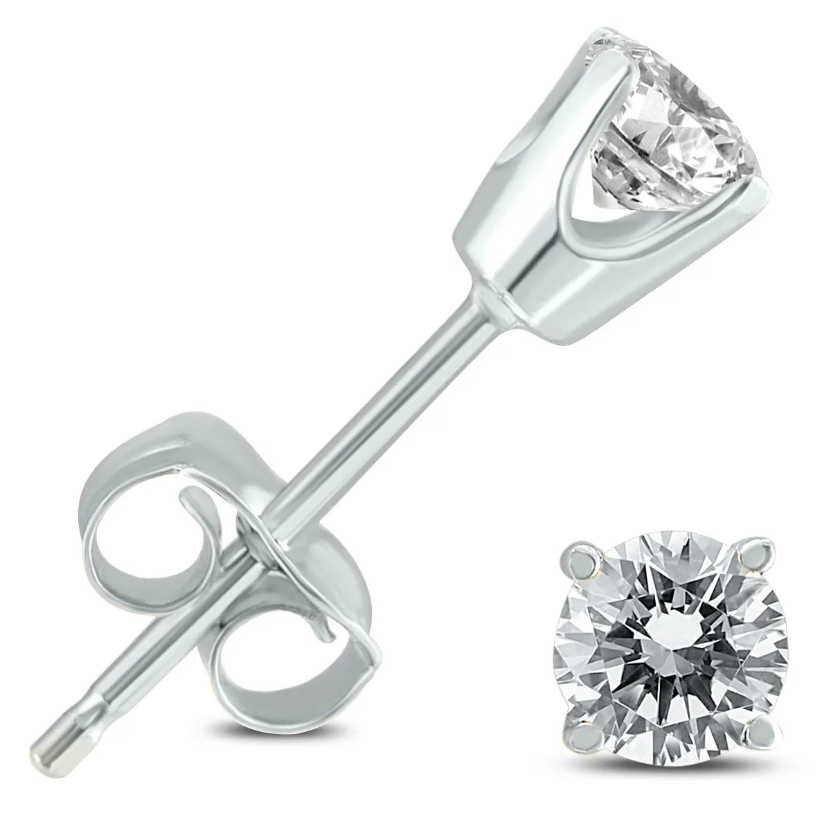 1/4 Carat Diamond Solitaire Stud Earrings In 14K White Gold