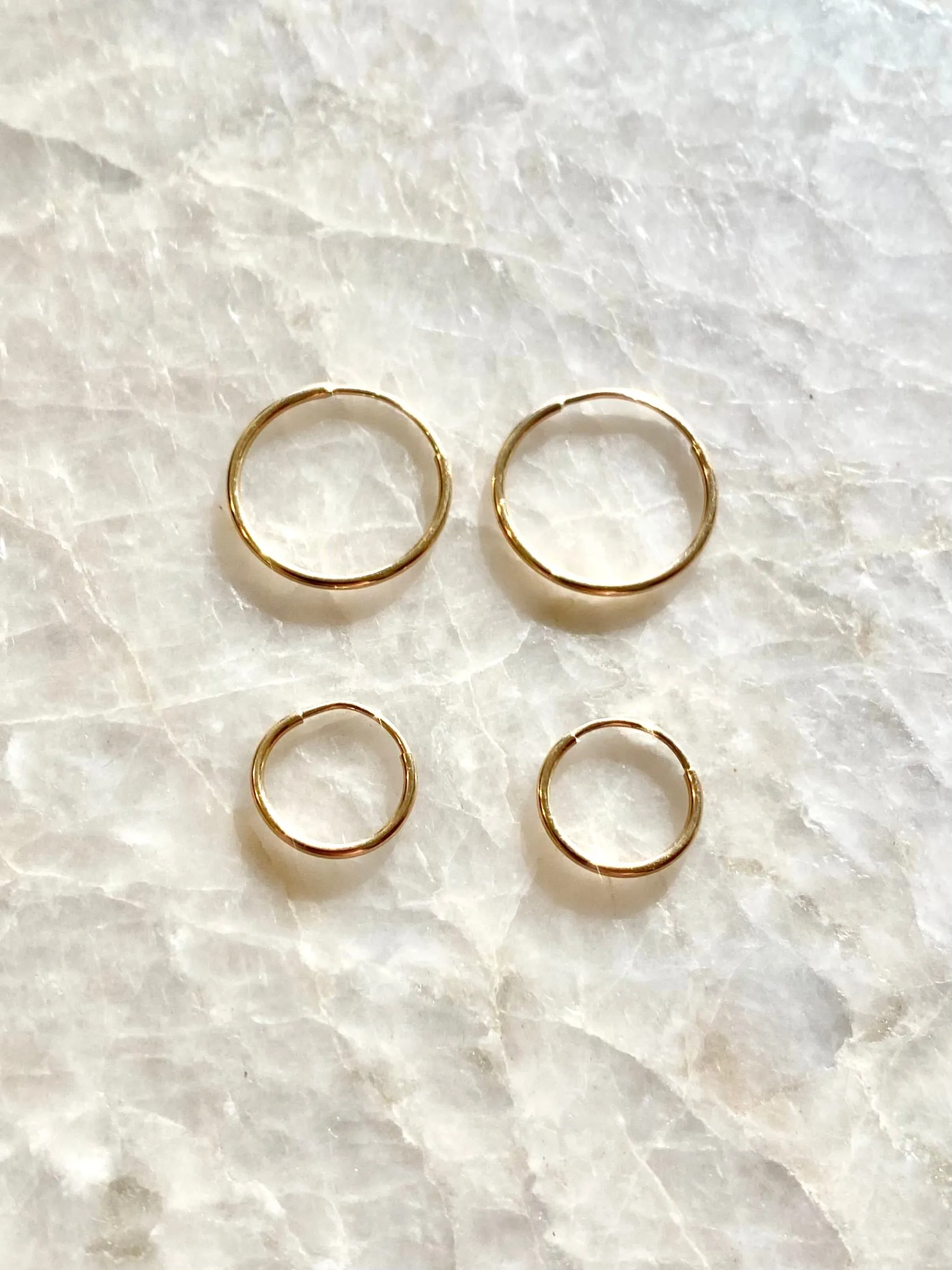 14k Solid Gold Endless Hoops