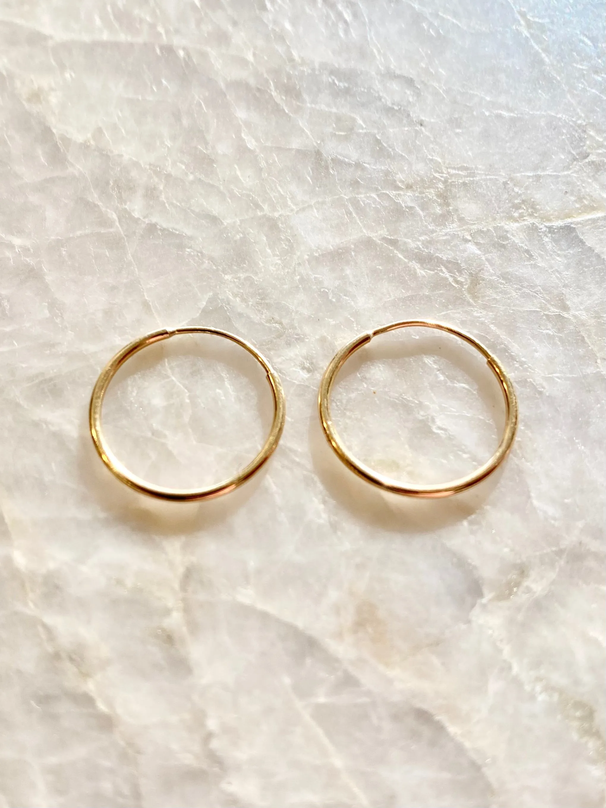 14k Solid Gold Endless Hoops