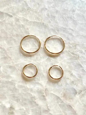 14k Solid Gold Endless Hoops