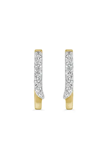 14K Two Tone Gold Cubic Zirconia Kid's Hoop Earrings