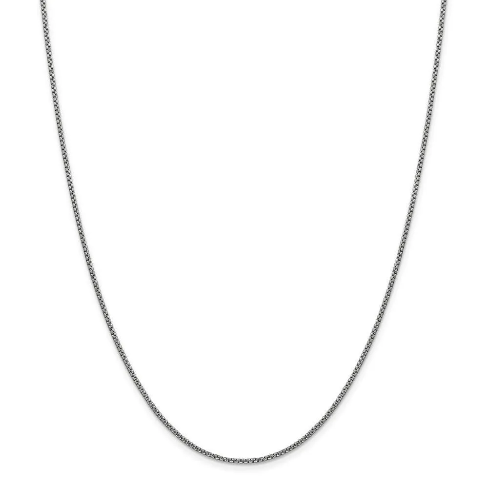 14k White Gold 1.50mm Hollow Round Box Chain