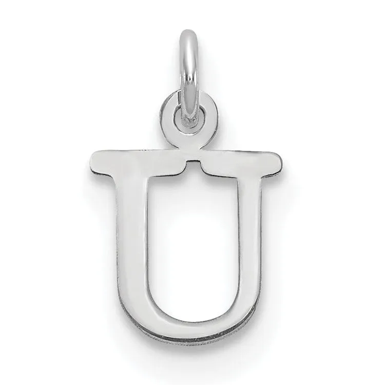 14k White Gold Cut-Out Letter U Initial Design Charm Pendant