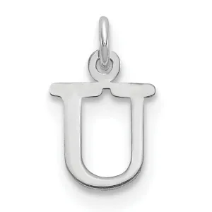 14k White Gold Cut-Out Letter U Initial Design Charm Pendant