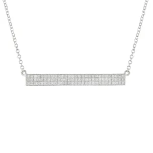 14k White Gold Diamond Bar Necklace