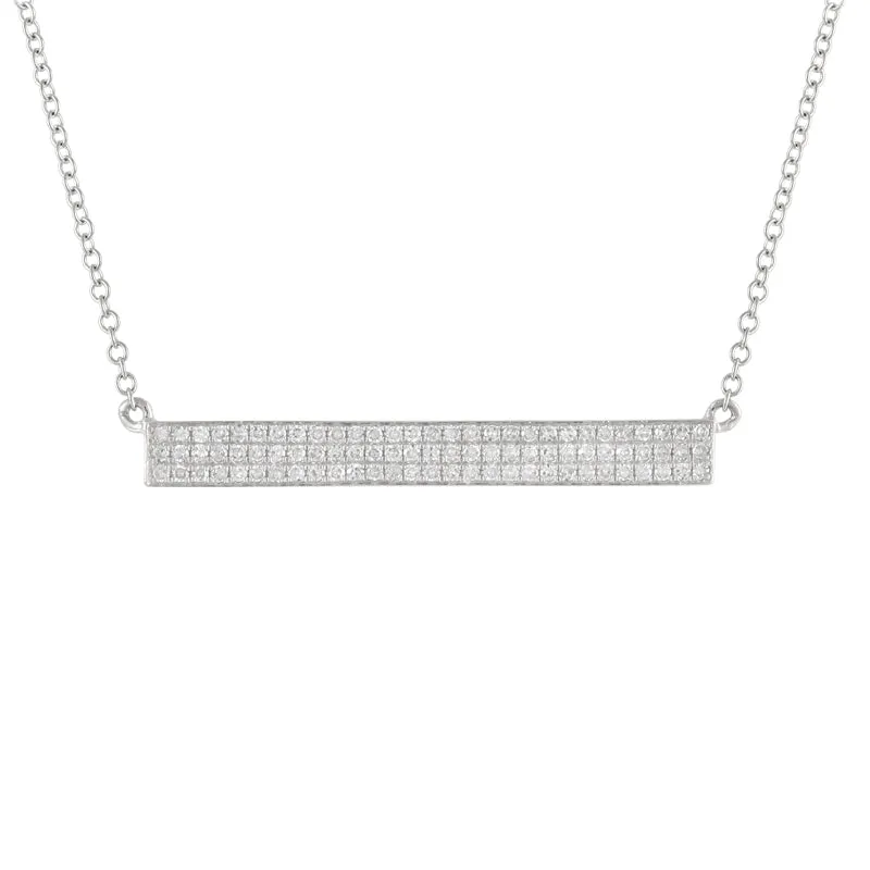 14k White Gold Diamond Bar Necklace