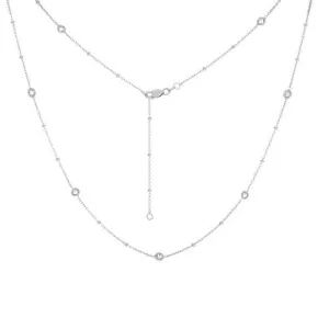 14k White Gold Diamond by the Yard Necklace- 20"