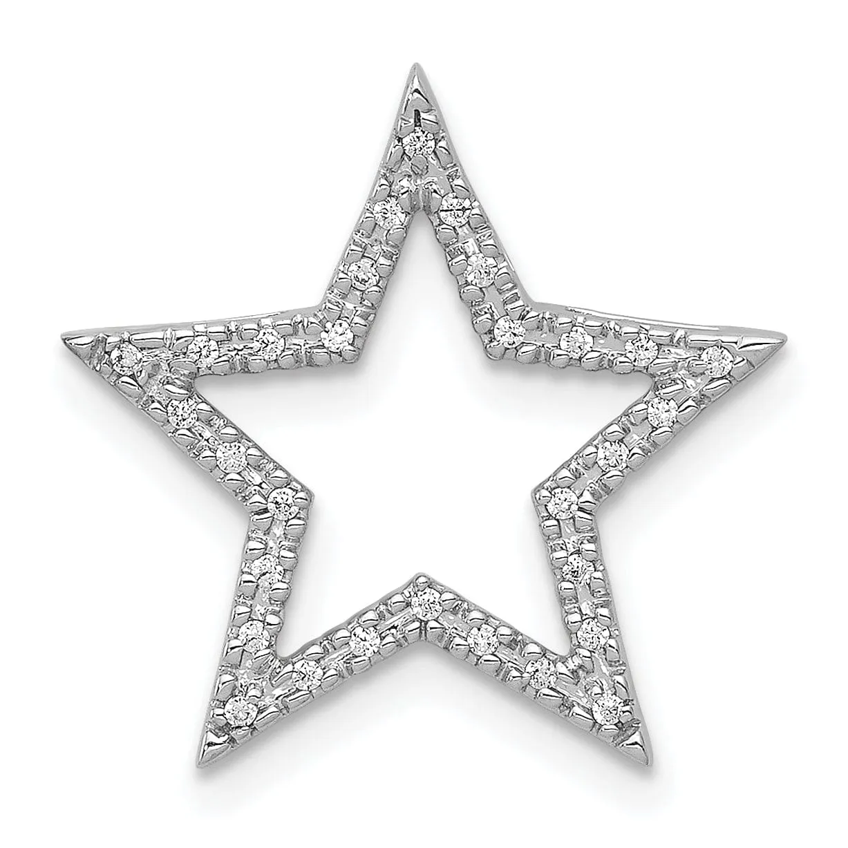 14k White Gold Open Back Polished Finish 0.09CT Diamond Star Chain Slide Pendant will not fit omega chains