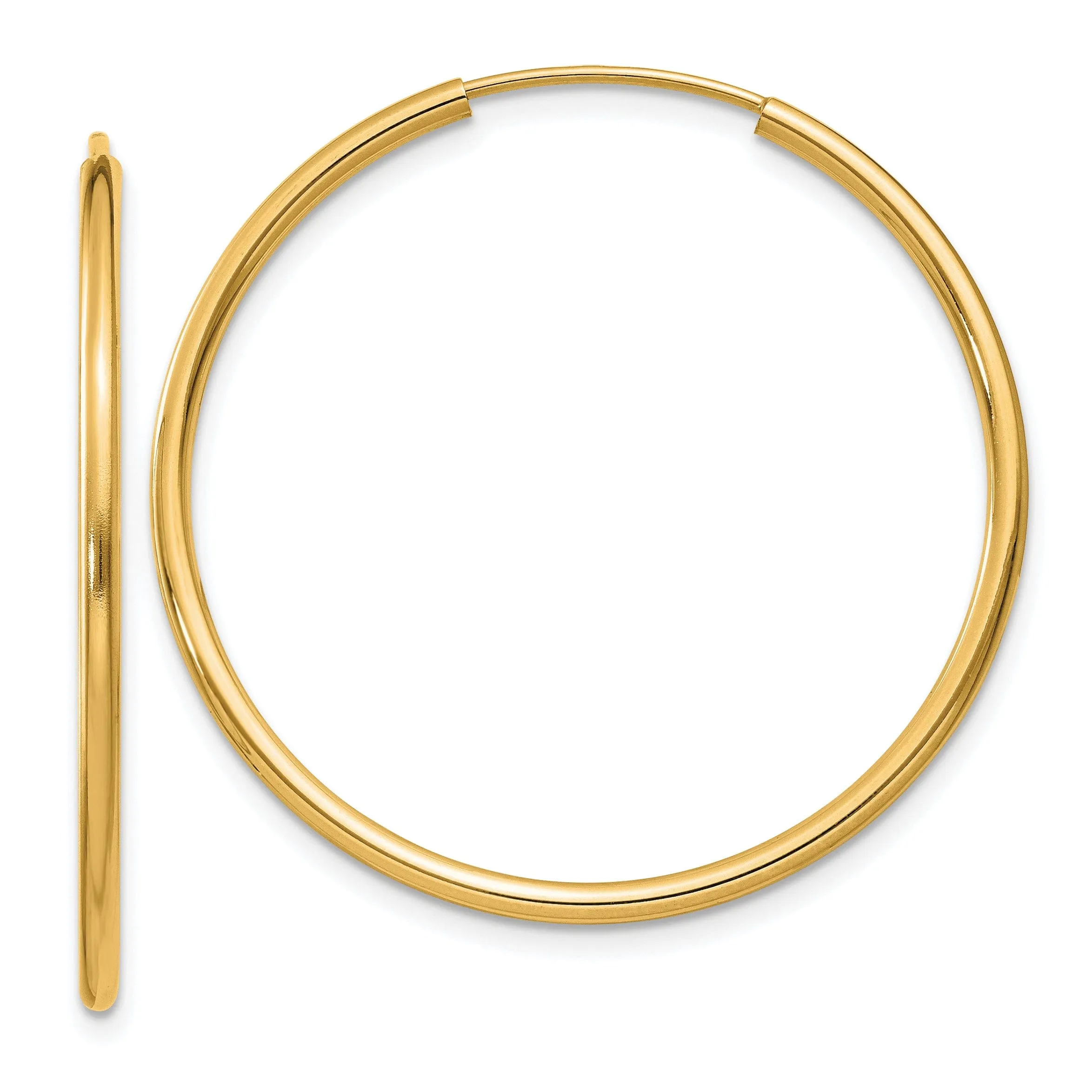 14k Yellow Gold Polished Endless Hoops 1.5mm x 30mm