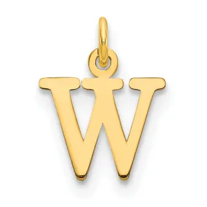 14k Yellow Gold Polished Finish Cut-Out Letter W Initial Design Charm Pendant