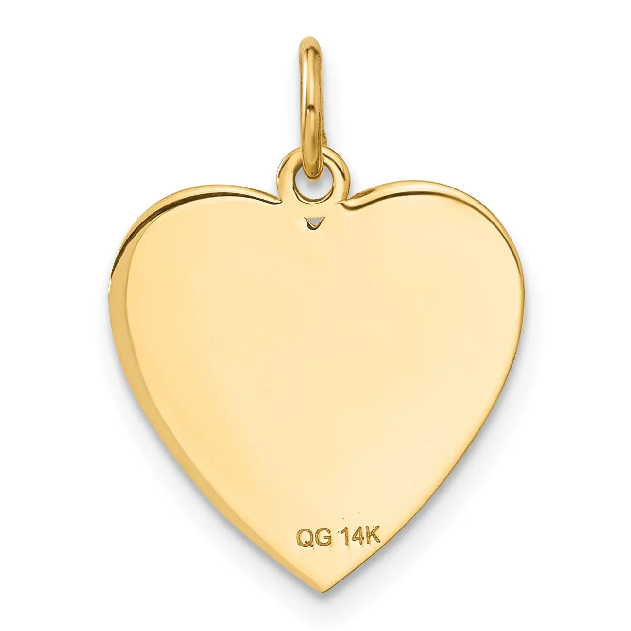 14k Yellow Gold Polished Textured Finish U.S.A Flag in Heart Shape Design Charm Pendant