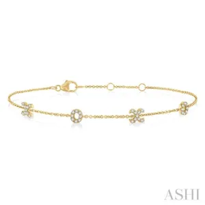 1/5 ctw 'XO' Round Cut Diamond Station Bracelet in 10K Yellow Gold