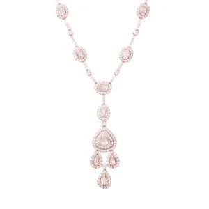 16.92ct 18k White Gold Rose Cut Diamond Necklace