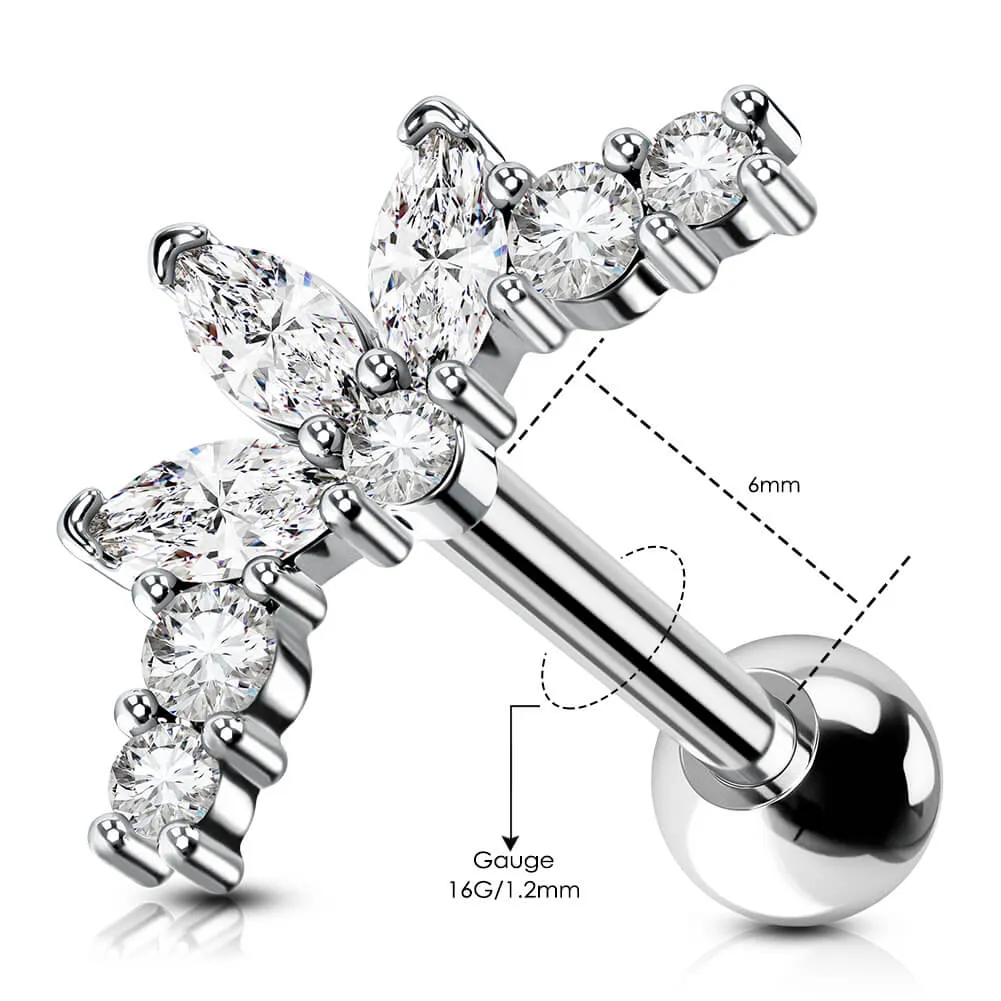 16G Multi Shape CZ Cartilage Stud Helix Earrings