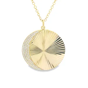 .18ct 14k Yellow Gold Diamond Disc Pendant