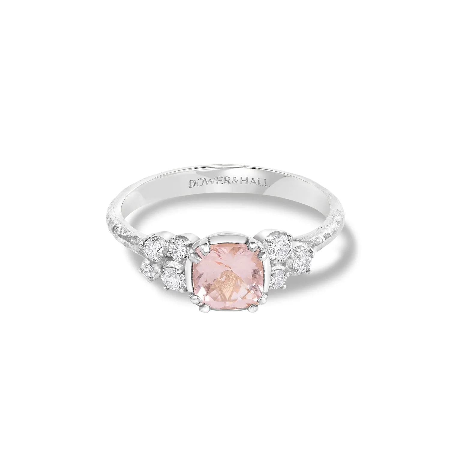 18k 6mm Cushion Morganite & Diamond Stargazer Ring