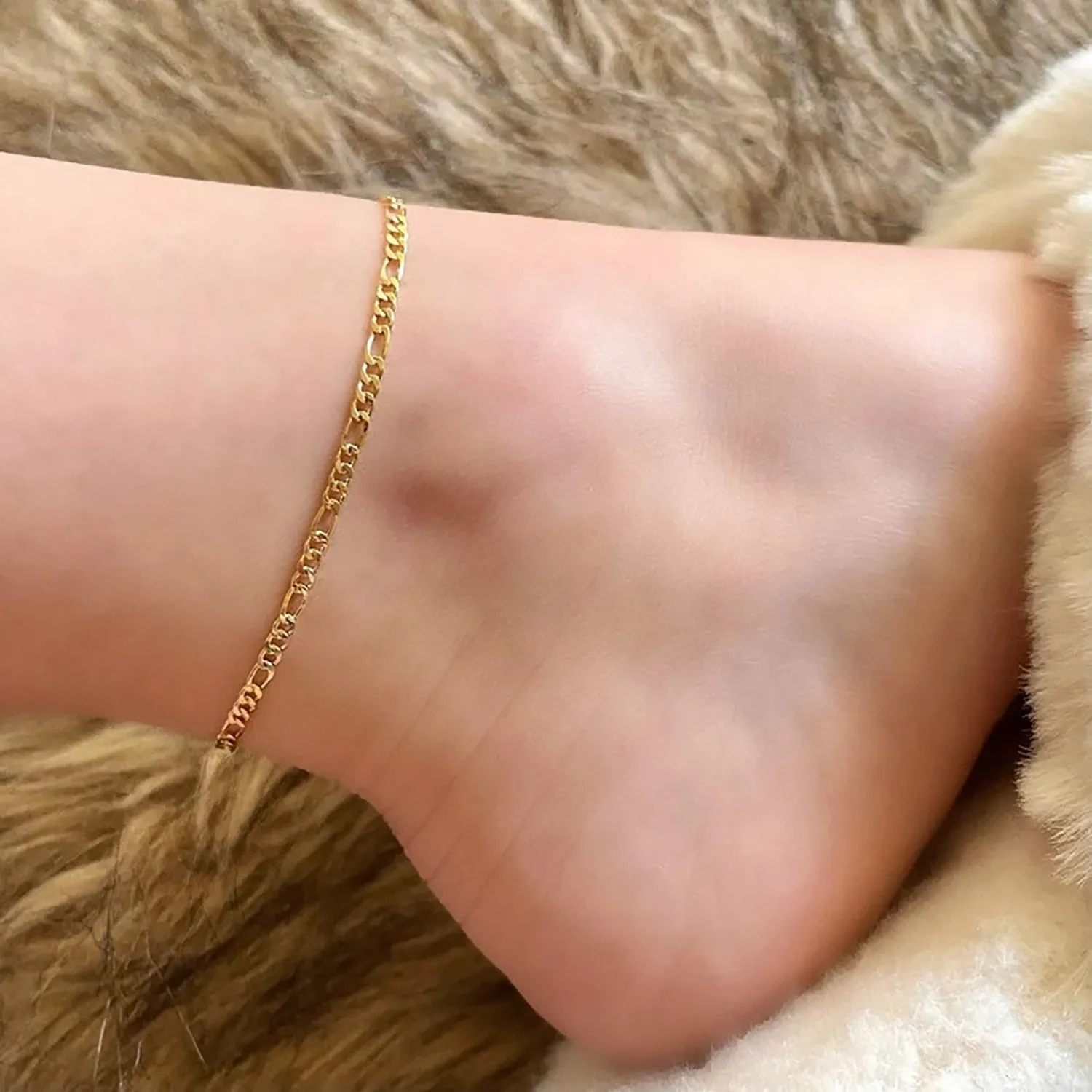 18K Gold Color Simple Chain Anklets For Women Beach Foot Jewelry Leg Chain Ankle Bracelets Women Accessories