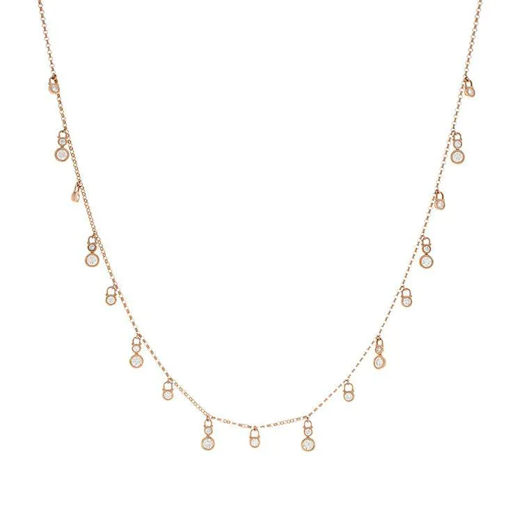 18k Rose Gold Diamond Dangle Necklace