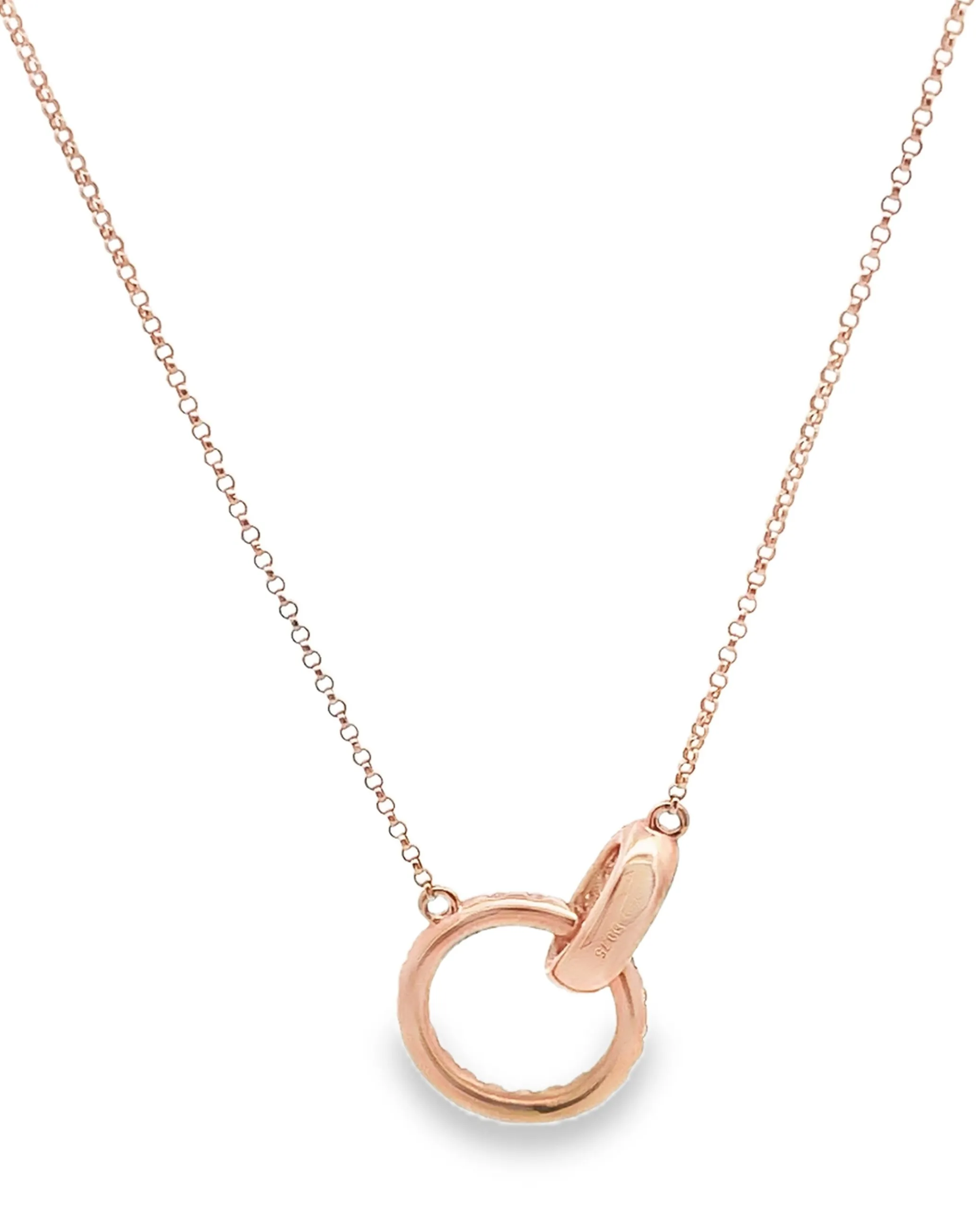 18K Rose Gold Interlocking Diamond Necklace