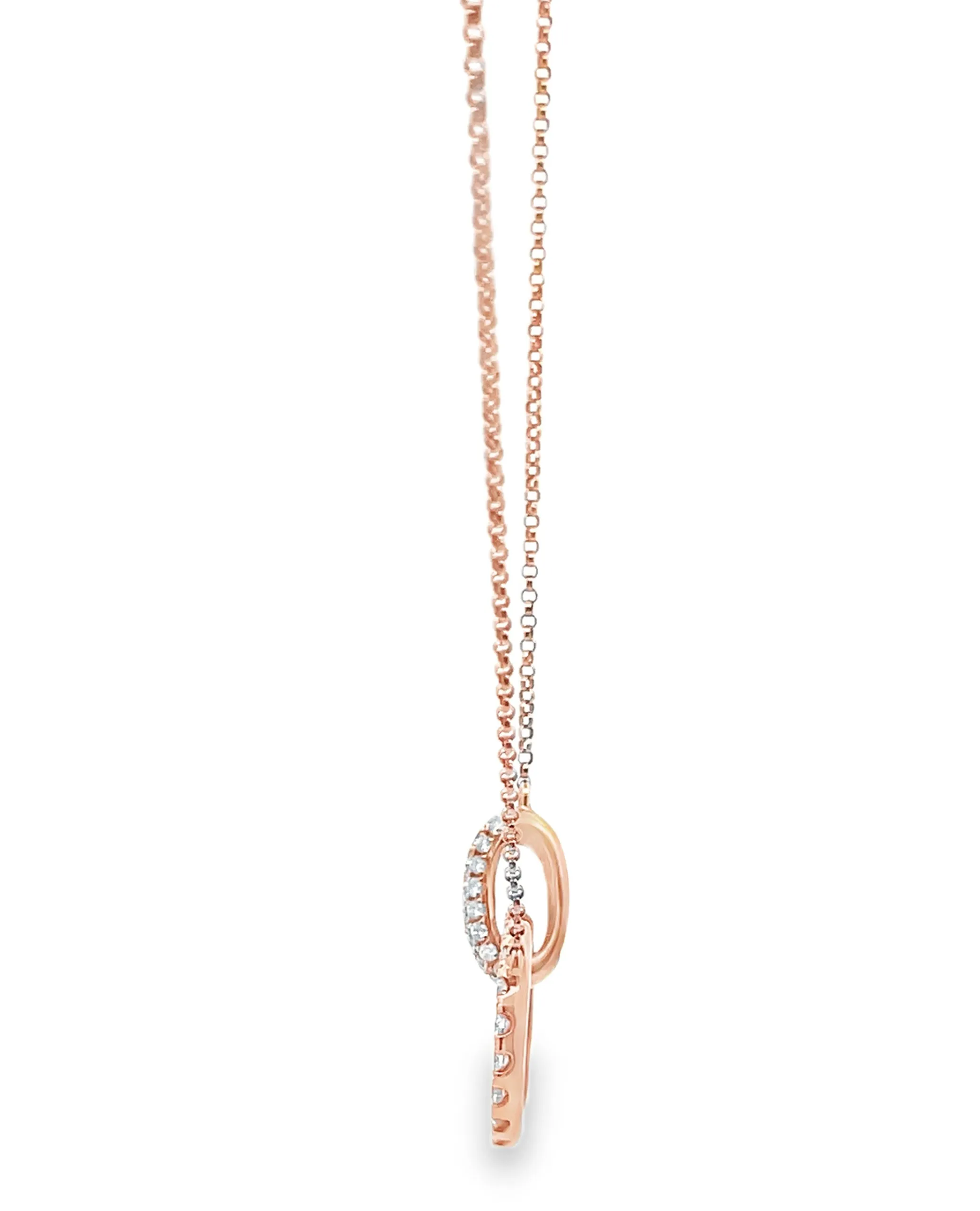 18K Rose Gold Interlocking Diamond Necklace