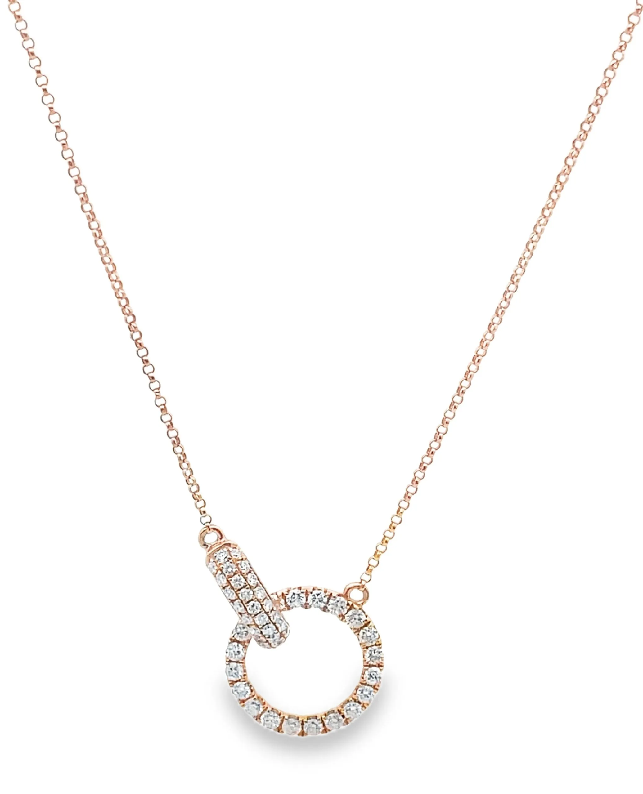 18K Rose Gold Interlocking Diamond Necklace