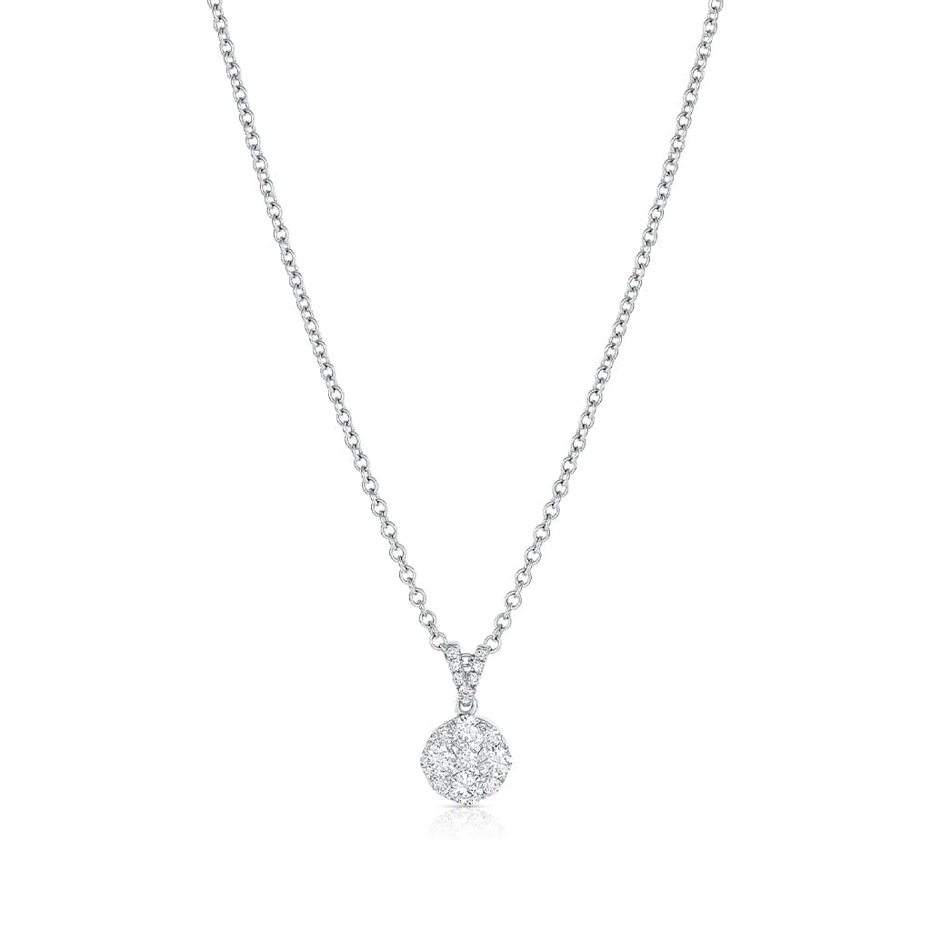 18K WHITE GOLD DIAMOND ROUND PENDANT