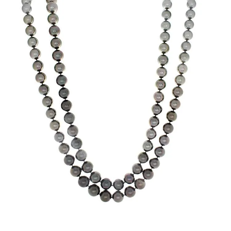 18k White Gold Ombre Tahitian Pearl Double Strand Necklace