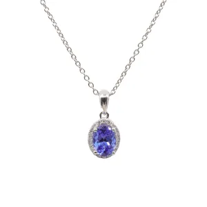 18K White Gold Tanzanite and Diamond Pendant - 20764821