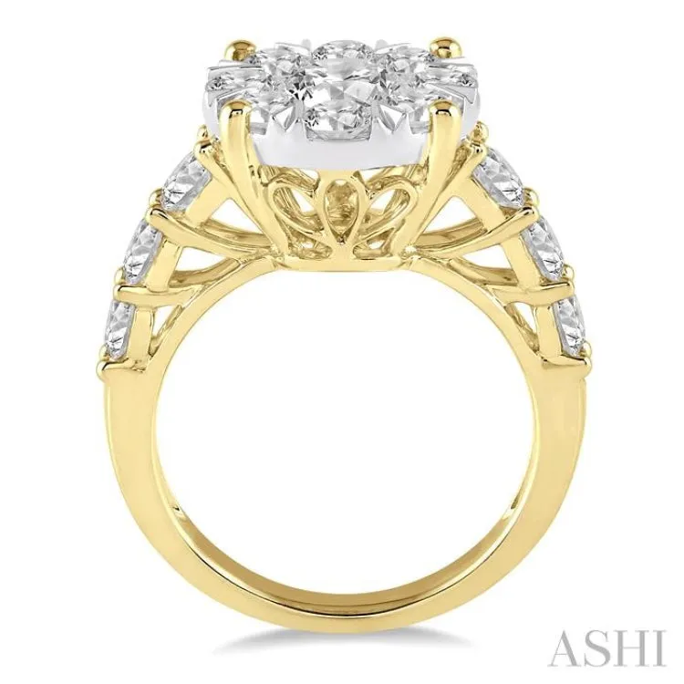 2 Ctw Round Diamond Lovebright Ring in 14K Yellow and White Gold