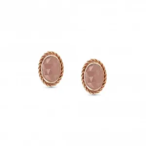 375 Gold Oval Rich Stones Apricot Chalcedony Earrings 027820/039