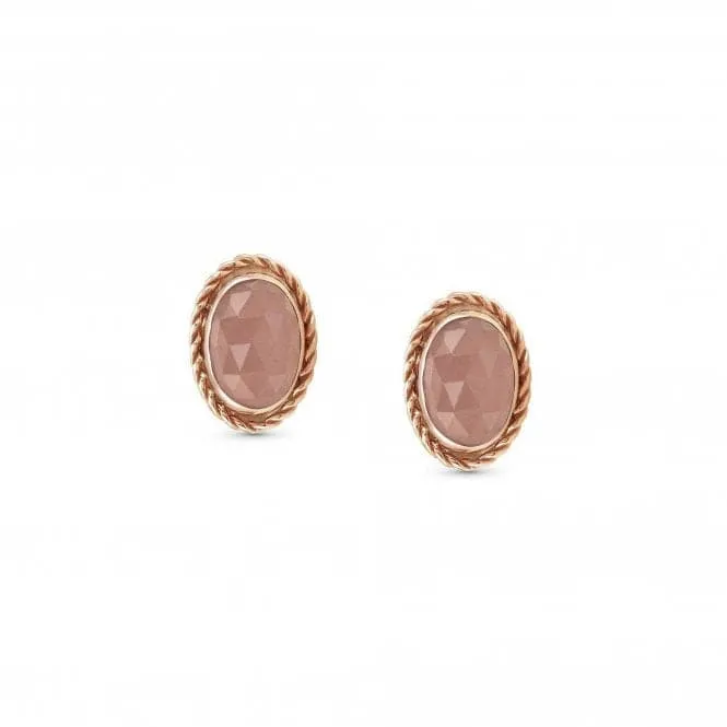 375 Gold Oval Rich Stones Apricot Chalcedony Earrings 027820/039