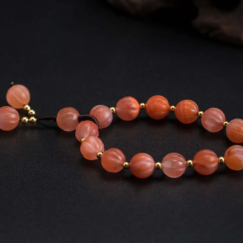 925 Silver South Red Agate Pumpkin Bracelet