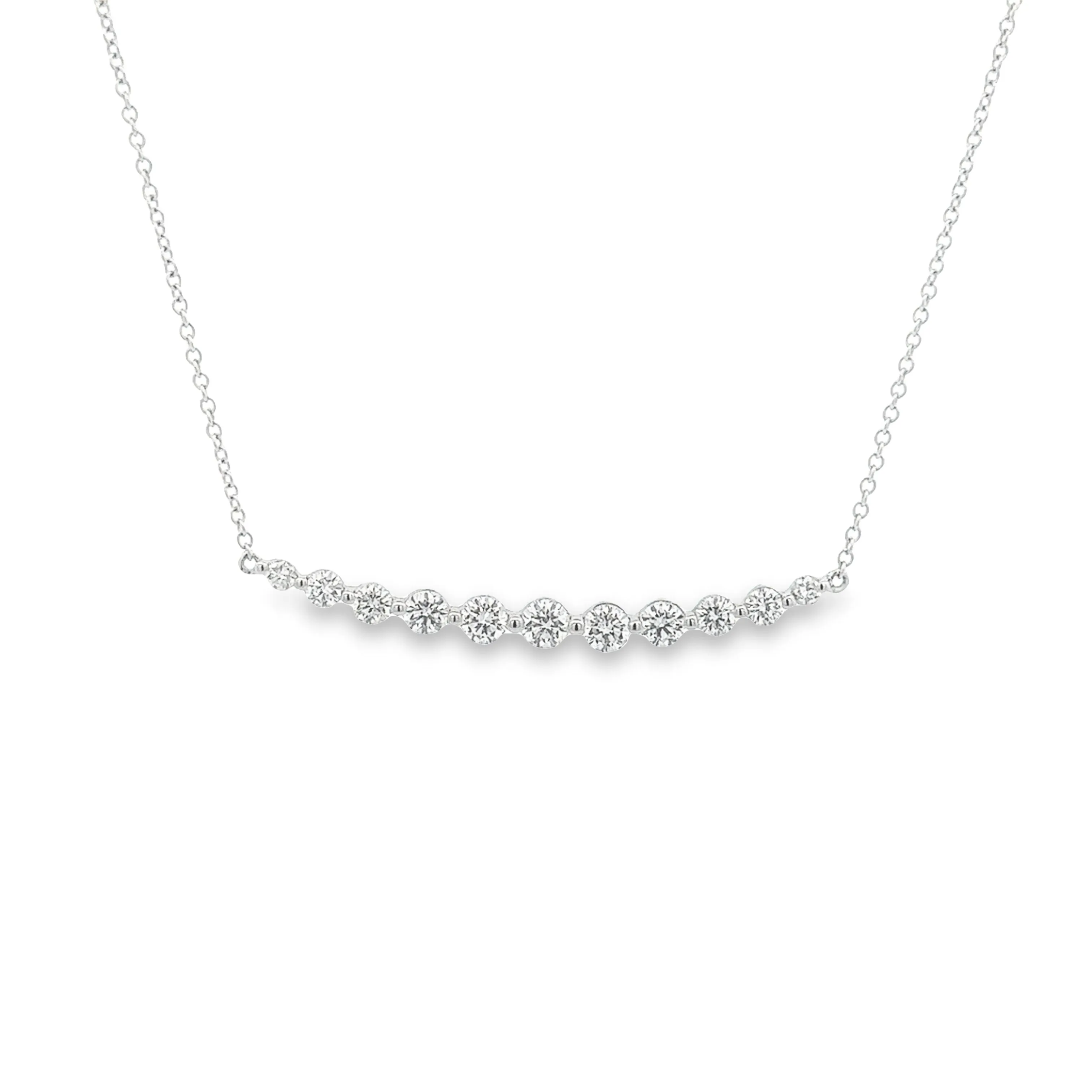 .98ct 14k White Gold Diamond Bar Necklace