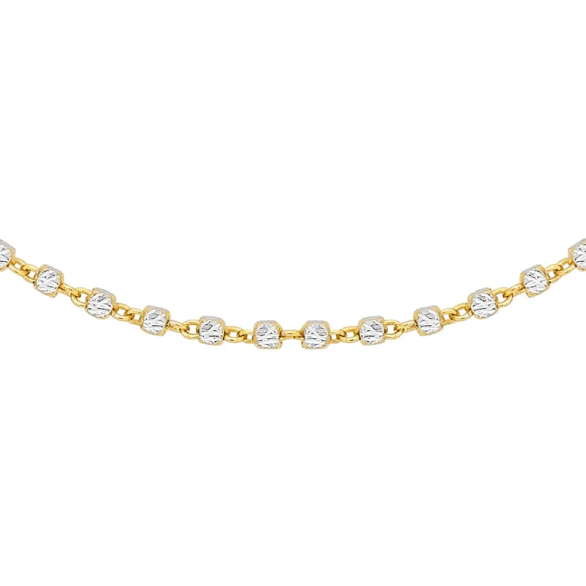 9K 2-Colour Gold Diamond Cut Cube Chain /20’’