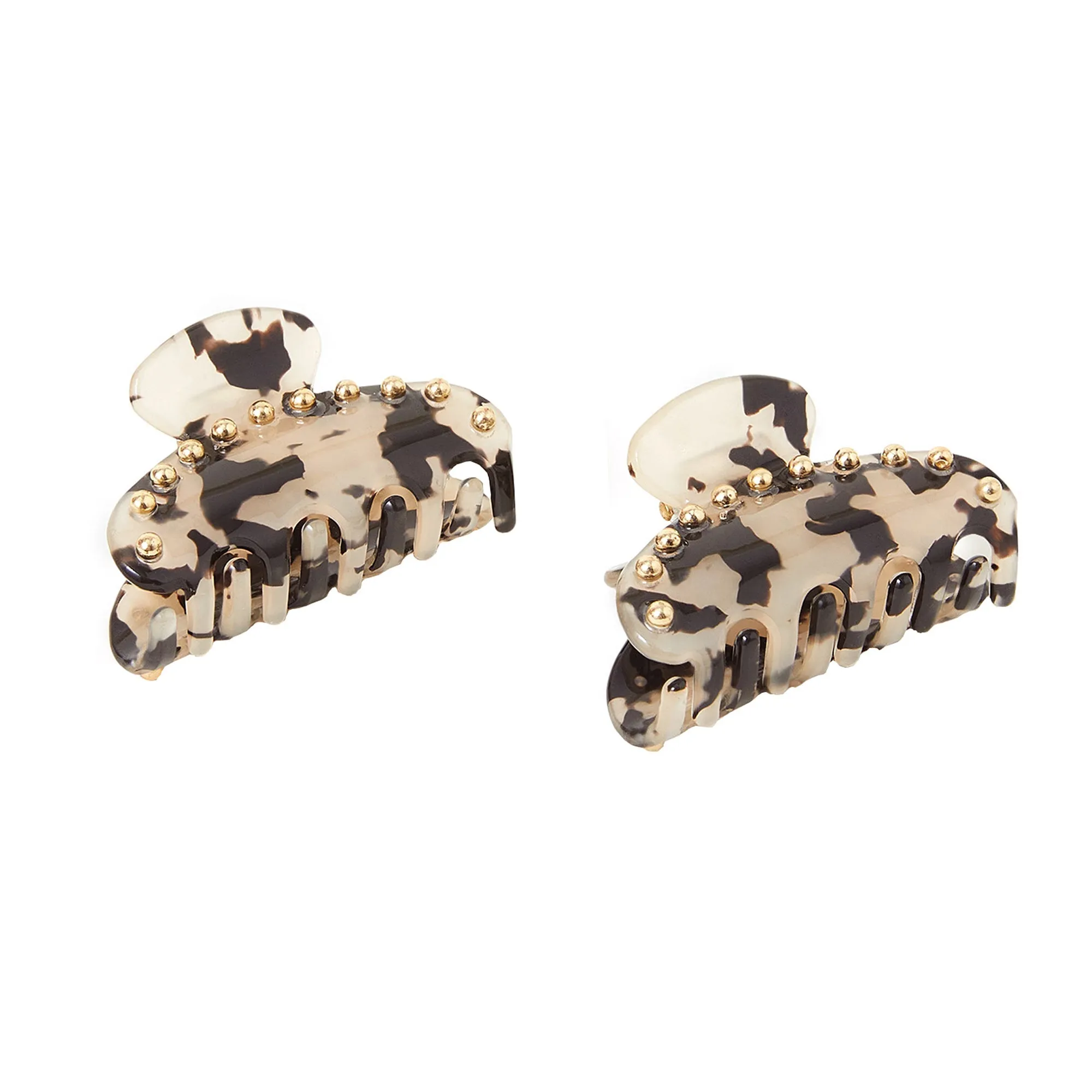 Accessorize London Small Studded Tortoiseshell Claw Clips Set Of Two