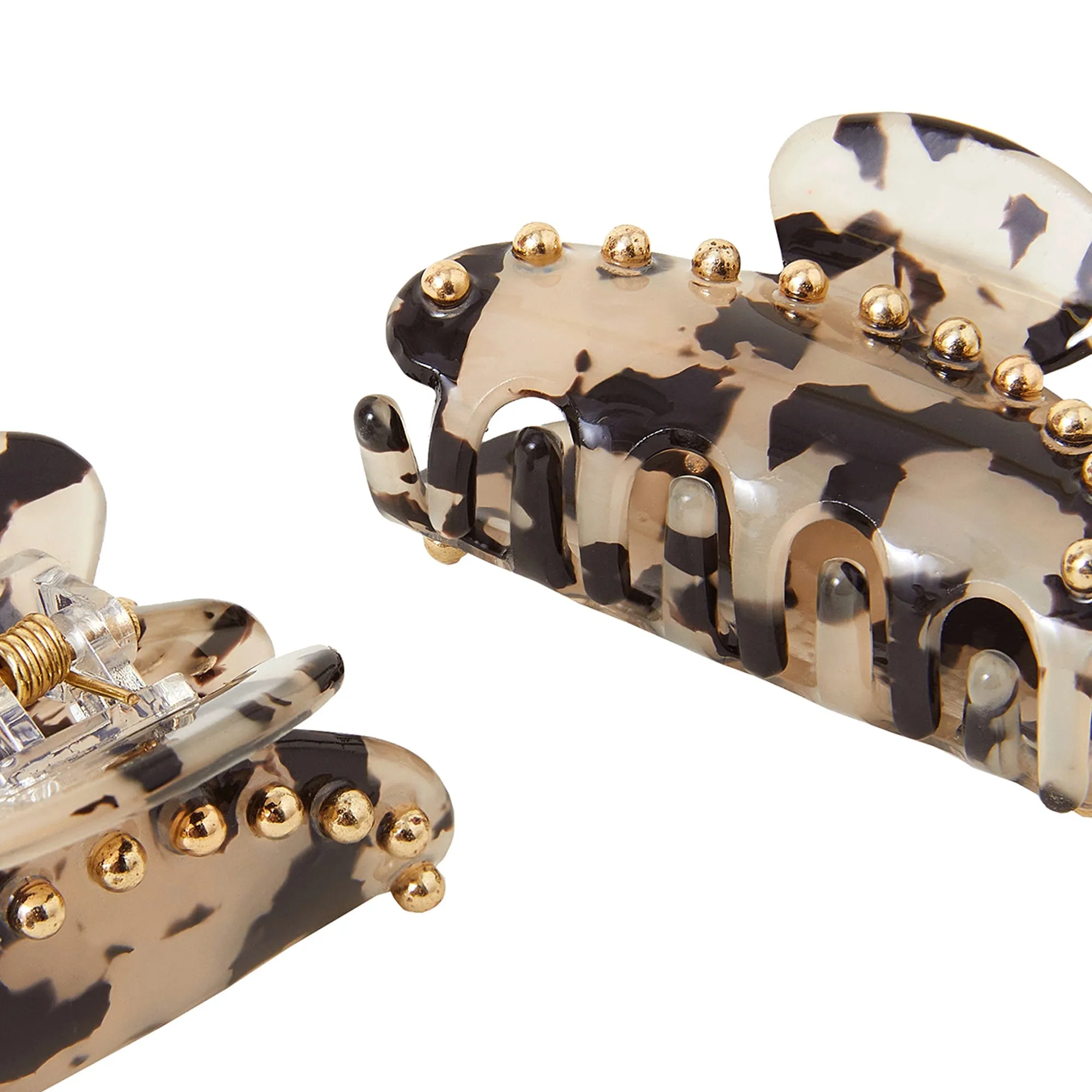 Accessorize London Small Studded Tortoiseshell Claw Clips Set Of Two