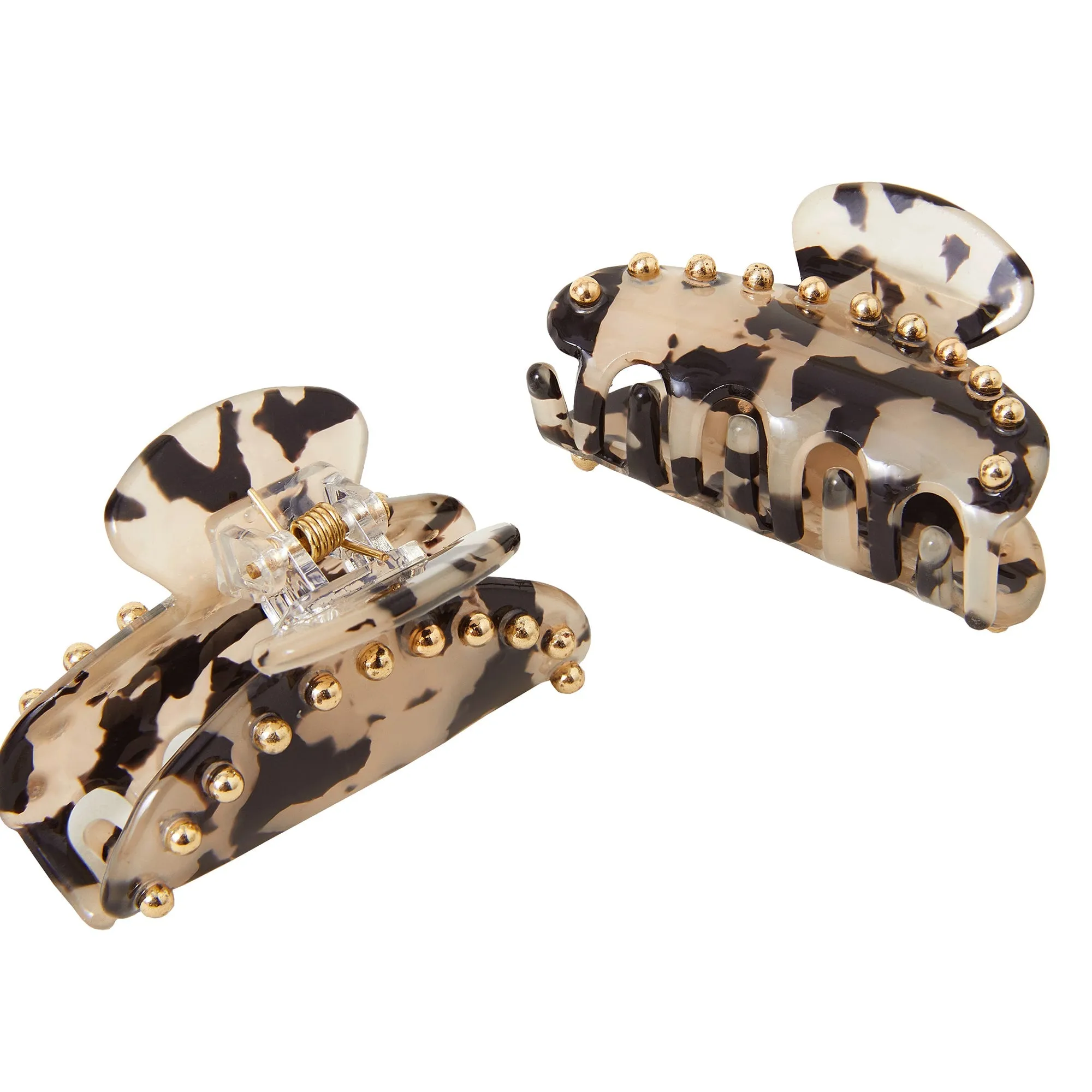 Accessorize London Small Studded Tortoiseshell Claw Clips Set Of Two