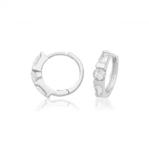 Acotis Silver Hoops Hinged Zirconia G51364