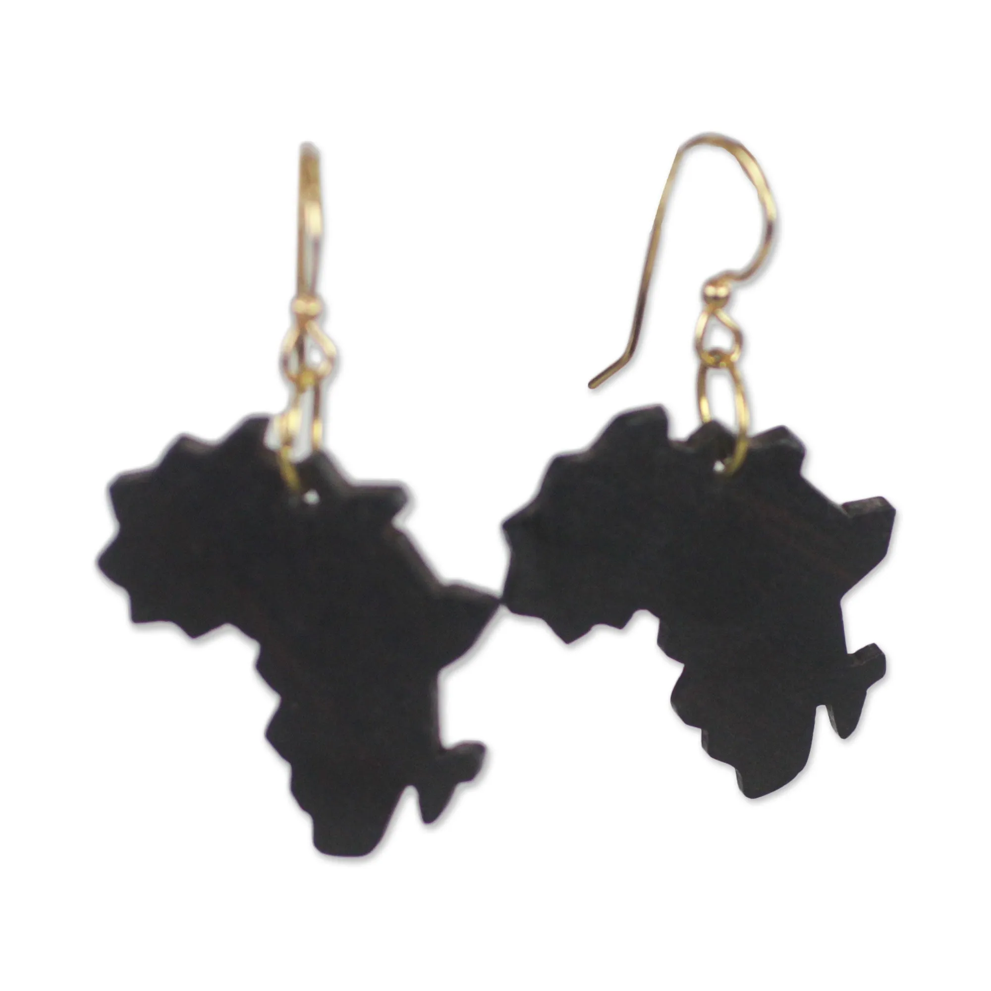 Africa Atlas Handmade Ebony Wood Africa Map Dangle Earrings from Ghana