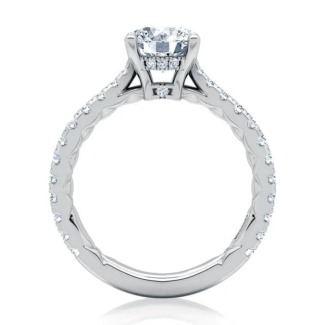 A.Jaffe Engagement Rings Scalloped Pavé Diamond Engagement Ring with Signature A.JAFFE Quilts Interior ME2008Q/191