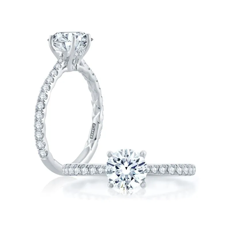 A.Jaffe Engagement Rings Scalloped Pavé Diamond Engagement Ring with Signature A.JAFFE Quilts Interior ME2008Q/191